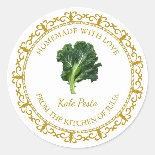 Vintage Maison Kale Pesto Étiquette l Blanc (Devant)
