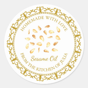 Vintage maison Sesame Oil Étiquette l Blanc