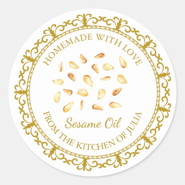 Vintage maison Sesame Oil Étiquette l Blanc (Devant)