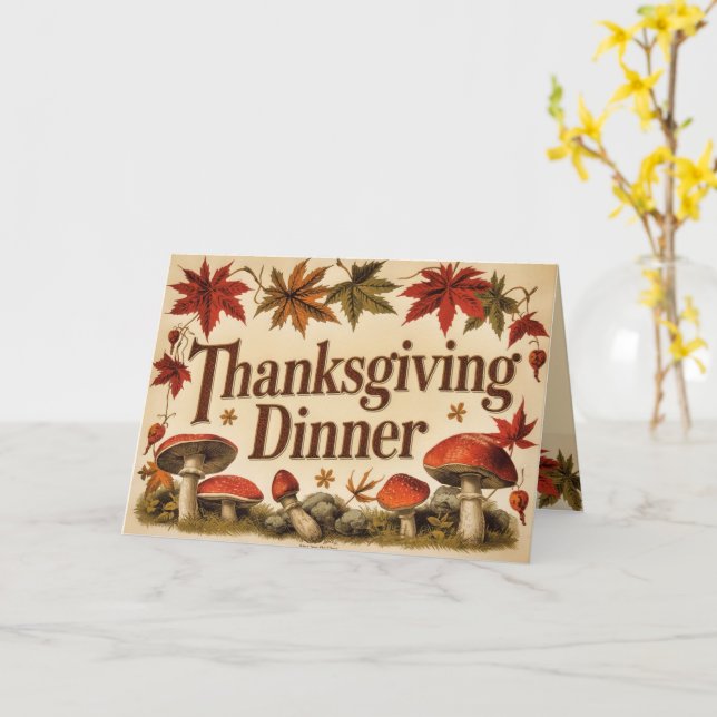 vintage maple leaves - Thanksgiving invitation (Fleur jaune)