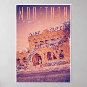 Vintage Marathon Texas Travel Poster