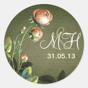 vintage mariage amour noms monogramme autocollants