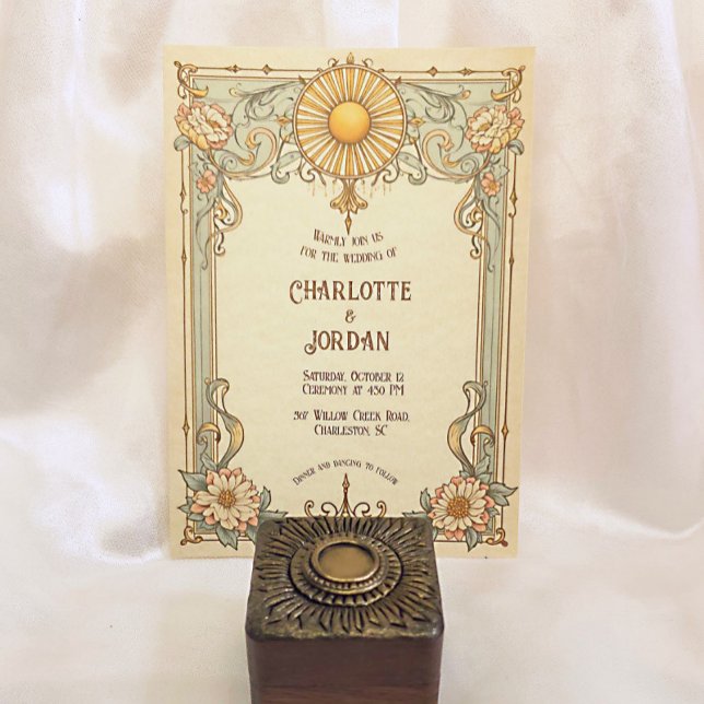 Vintage Mariage Invitation Floral Art Nouveau (Créateur téléchargé)