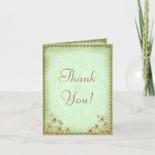 Vintage Mariage vert Floral Merci