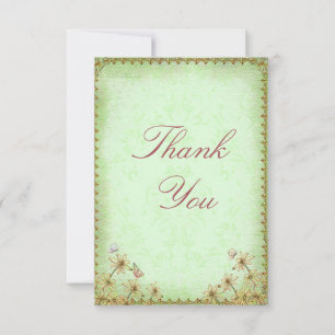 Vintage Mariage vert Floral Merci