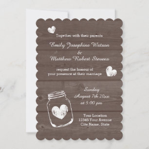 Vintage mason pot bois grain invitations mariage