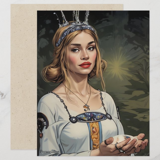 Vintage Médiéval Mariée Tiara Scrapbook Papier (Devant / Derrière)