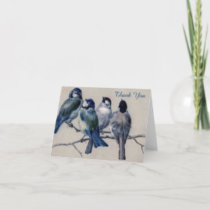 Vintage - Merci - Bluebirds sur une branche,