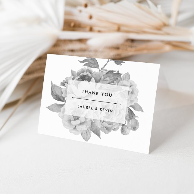 Vintage Merci floral noir et blanc (Créateur téléchargé)