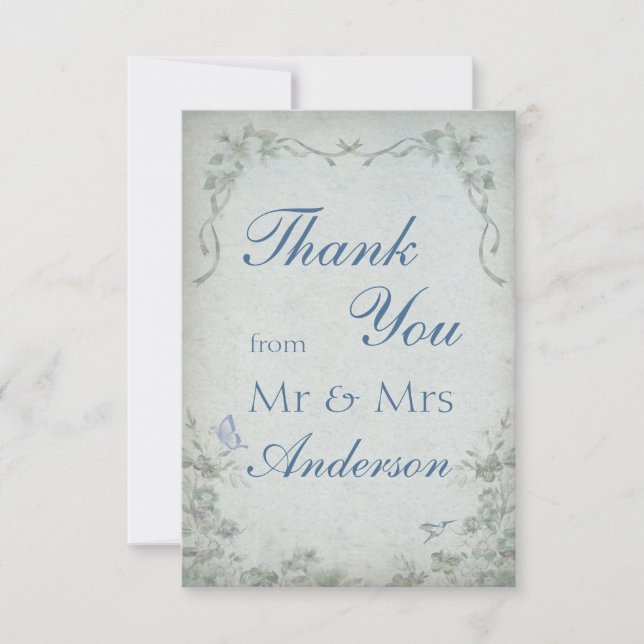 Vintage Merci Mariage bleu floral (Devant)