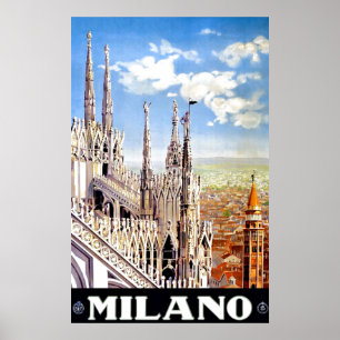 Vintage Milano Travel Affiche d'impression unique