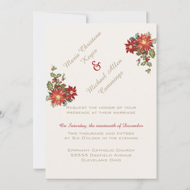 Vintage Mistletoe Hiver Mariage Invitation (Devant)