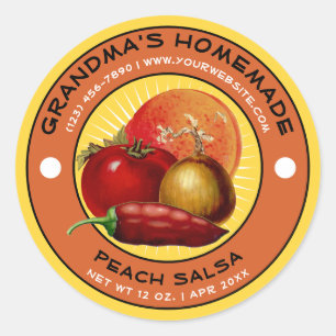 Vintage Modèle Étiquette de salsa de pêche fait ma