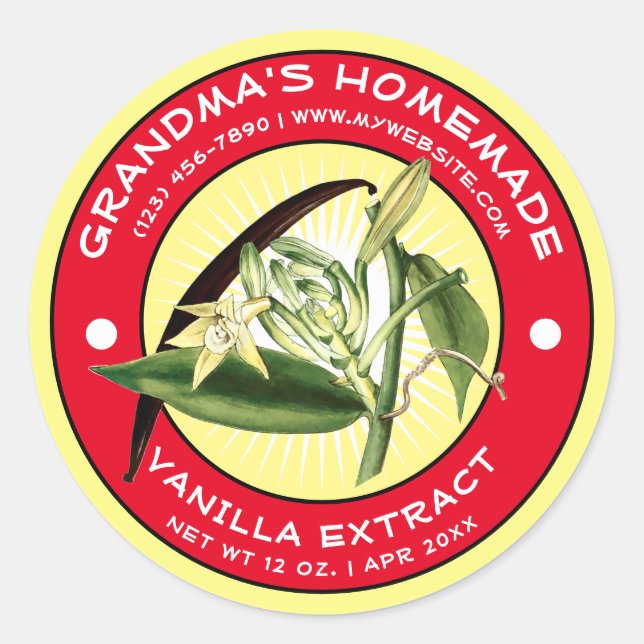 Vintage Modèle Étiquette d'extraction de vanille f (Devant)