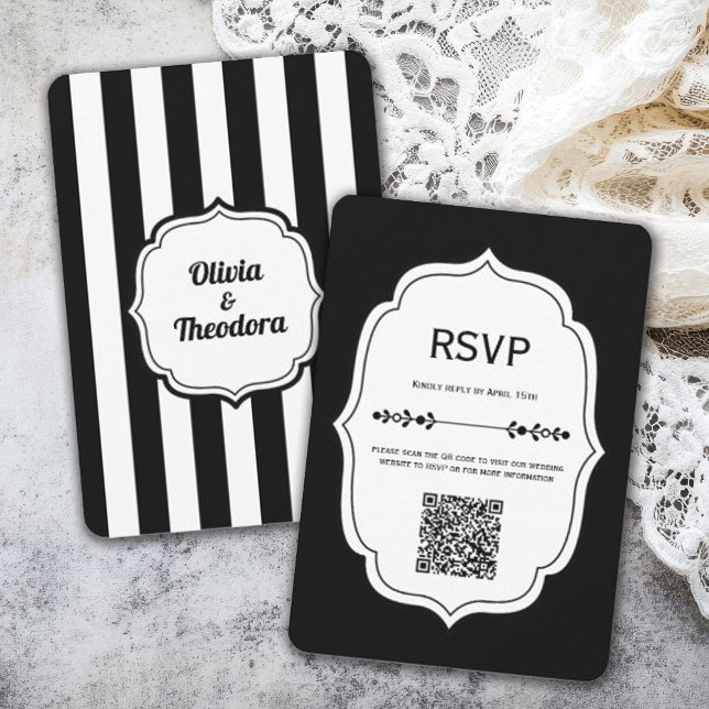 Vintage Modern Stripe Wedding Online RSVP Cards (Créateur téléchargé)