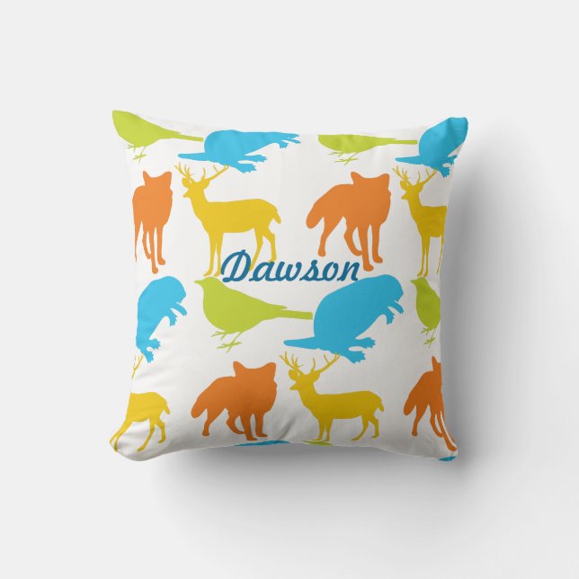 Vintage Moderne Animaux forestiers Coussin (Recto)