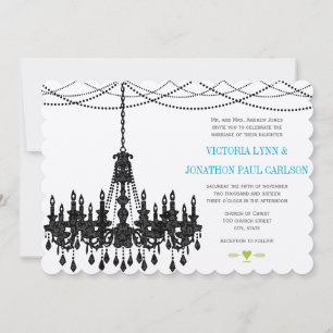 Vintage Moderne Aqua Chandelier Mariage Invitation
