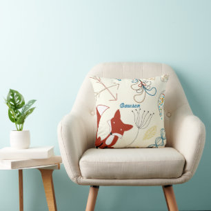 Vintage moderne Flèches Fox Coussin bois