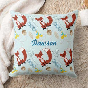 Vintage moderne Fox Acorn Woodland Neon Coussin