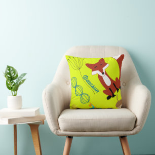Vintage moderne Fox Acorn Woodland Neon Coussin