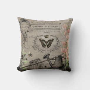 vintage moderne jardin fleuri coussin