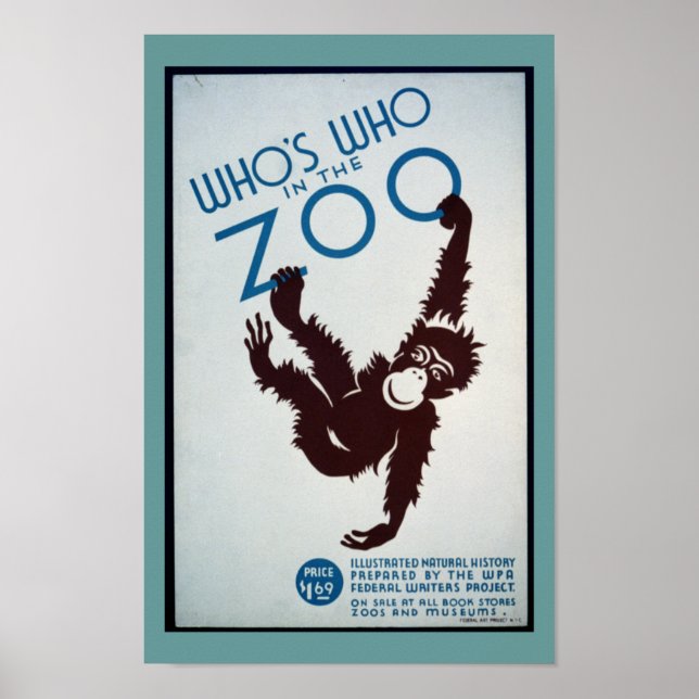 Vintage Monkey Zoo Poster (Devant)
