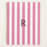 Vintage Monogramme rose et blanc rayures rayées<br><div class="desc">Design rayé vintage moderne. Bandes verticales design motif dans chic français classique élégant couleur rose et blanc.</div>