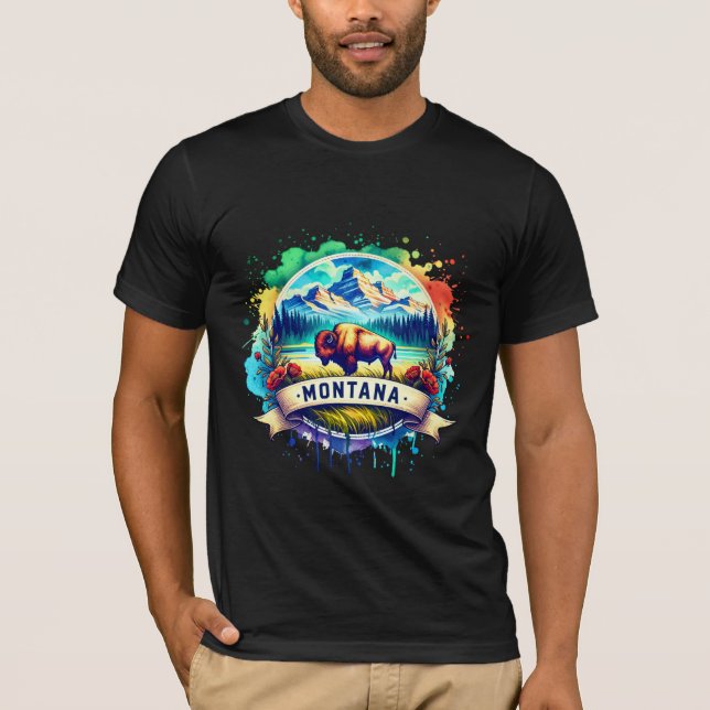 Vintage Montana Map T-Shirts – Retro us state (Devant)