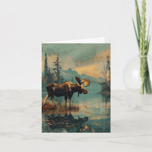 Vintage Moose Lake Cabine Volet d'automne Vert Bla