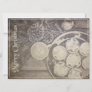 Vintage Motif de Noël avec Cookies et Café