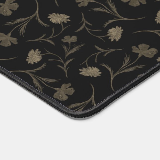 Vintage motif floral chic élégant noir élégant (Coin)