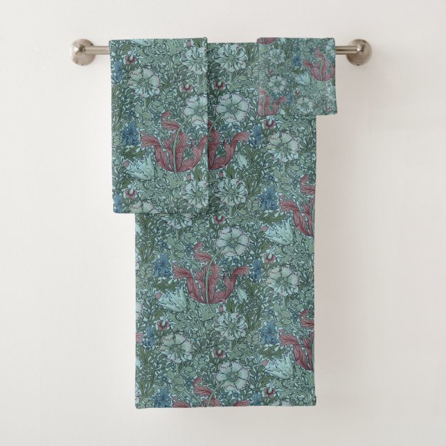 Vintage motif Floral Vert Bleu Rouge Blanc (En situation)