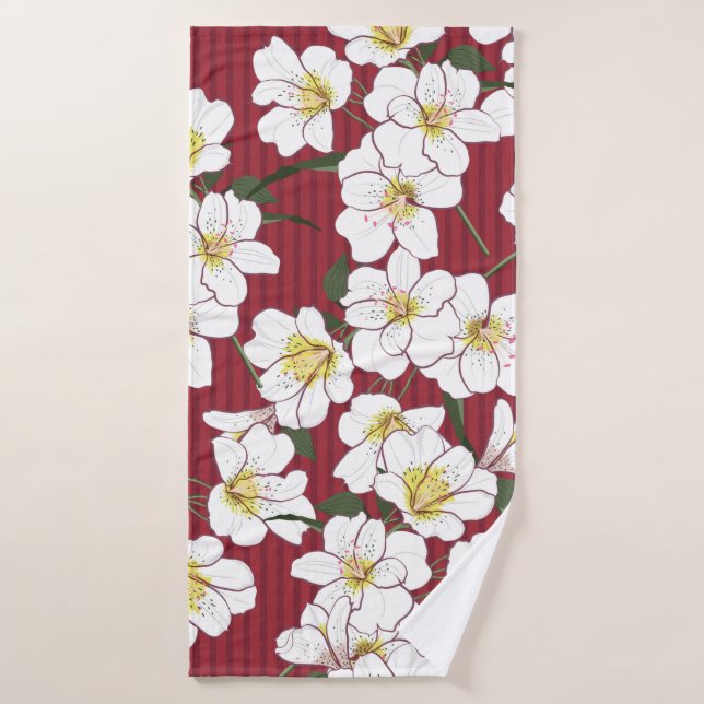 vintage Motif sans couture main dessinée jardin bl (Serviette de bain)