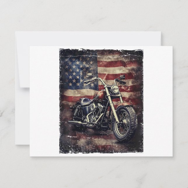Vintage Motorcycle USA Drapeau Retro Biker América (Devant)