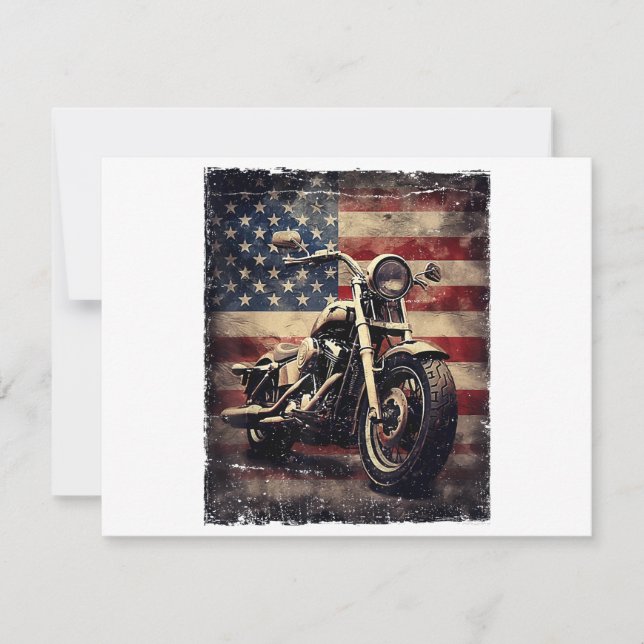 Vintage Motorcycle USA Drapeau Retro Biker América (Devant)