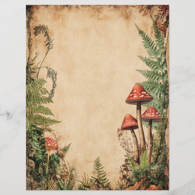 Vintage Mushroom Botanical Scrapbook Junk Journal (Devant)