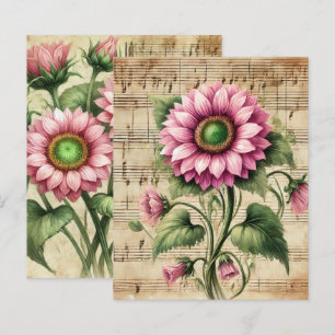 Vintage Music Rose & Vert Sunflowers Scrapbook