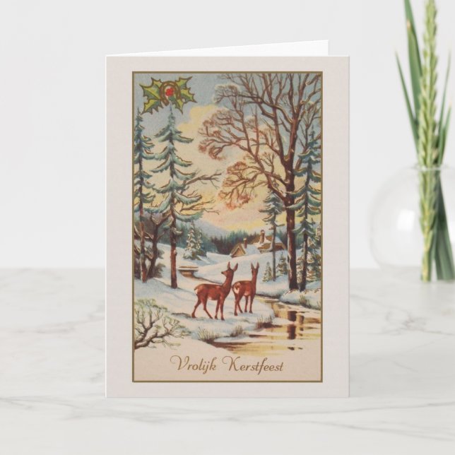 Vintage néerlandais Vroolijk Kerstfeest Carte de N (Devant)