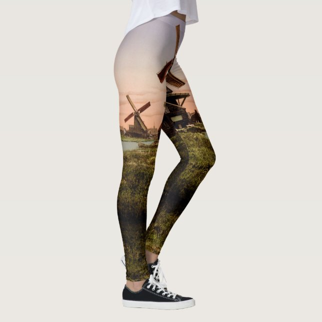 Vintage néerlandais Windmills art leggings (Droite)