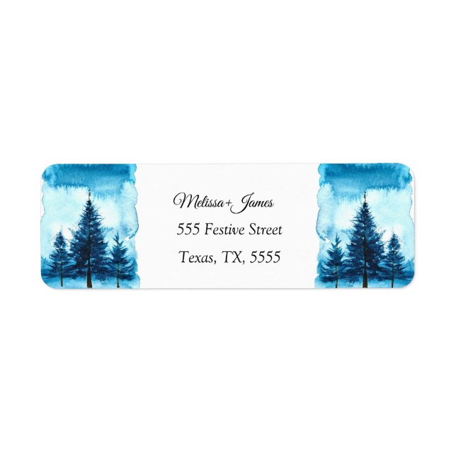 Vintage neige Noël arbre Étiquette Mariage Festif (Devant)