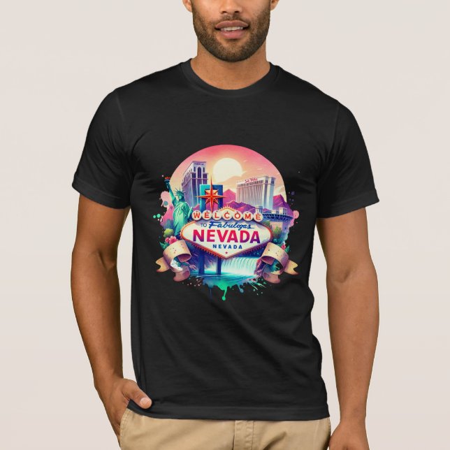 Vintage Nevada Map T-Shirts – Retro us state (Devant)