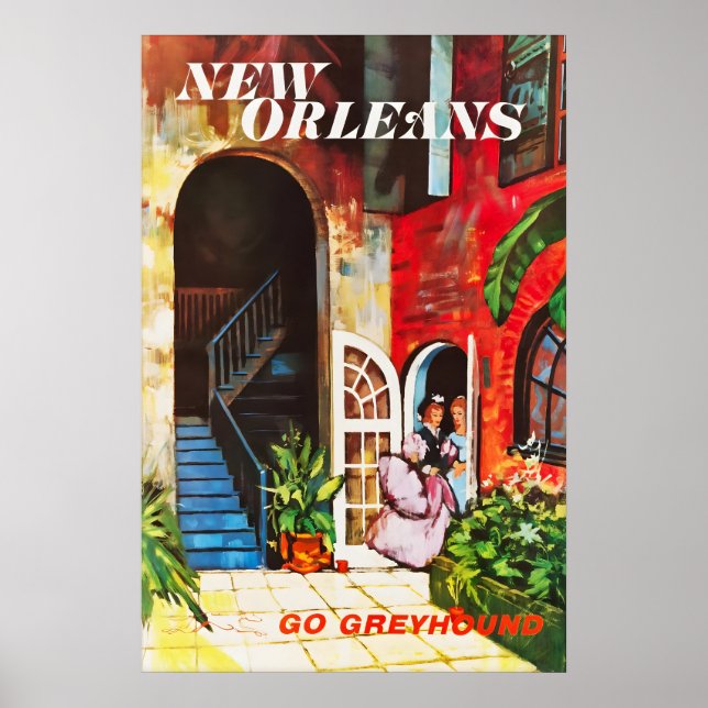 Vintage New Orleans Louisiana Travel Poster Print (Devant)
