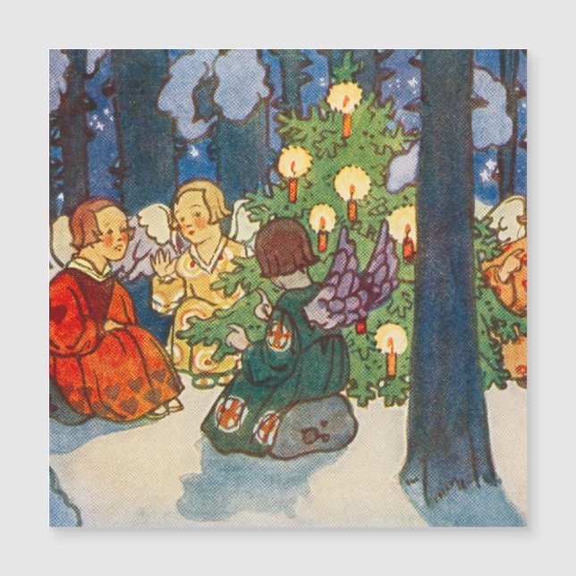 Vintage Noël ange art Carte de vacances (Devant)
