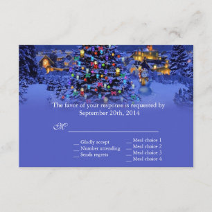 Vintage Noël arbre neigeux nuit mariage RSVP