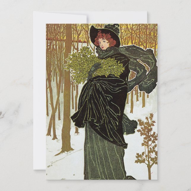 Vintage Noël Art Nouveau Scribners Invitation (Devant)