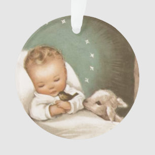 Vintage Noël Bébé Jésus avec agneau