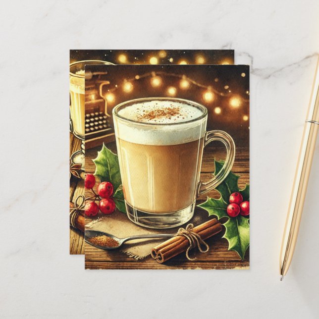 Vintage Noël Boire Eggnog Latte Scrapbook (Devant/Arrière en situation)
