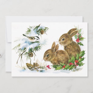 Vintage Noël Bunnies Invitation