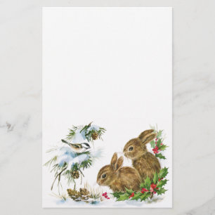 Vintage Noël Bunnies papeterie