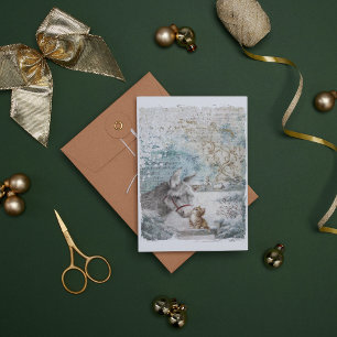 Vintage Noël Donkey Kitten Papier à morceau
